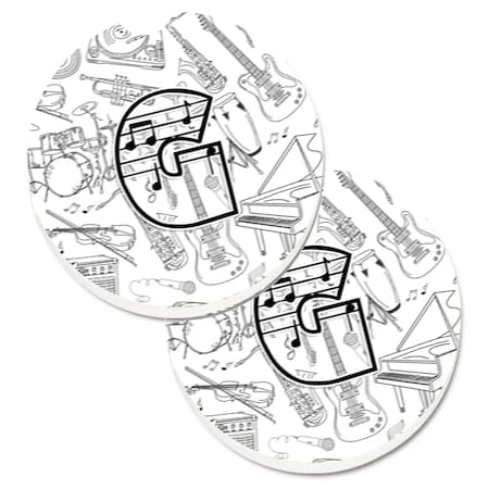 Carolines Treasures Letter G Musical Note Letters Set of 2 Cup Holder Car Coaster CJ2007-GCARC